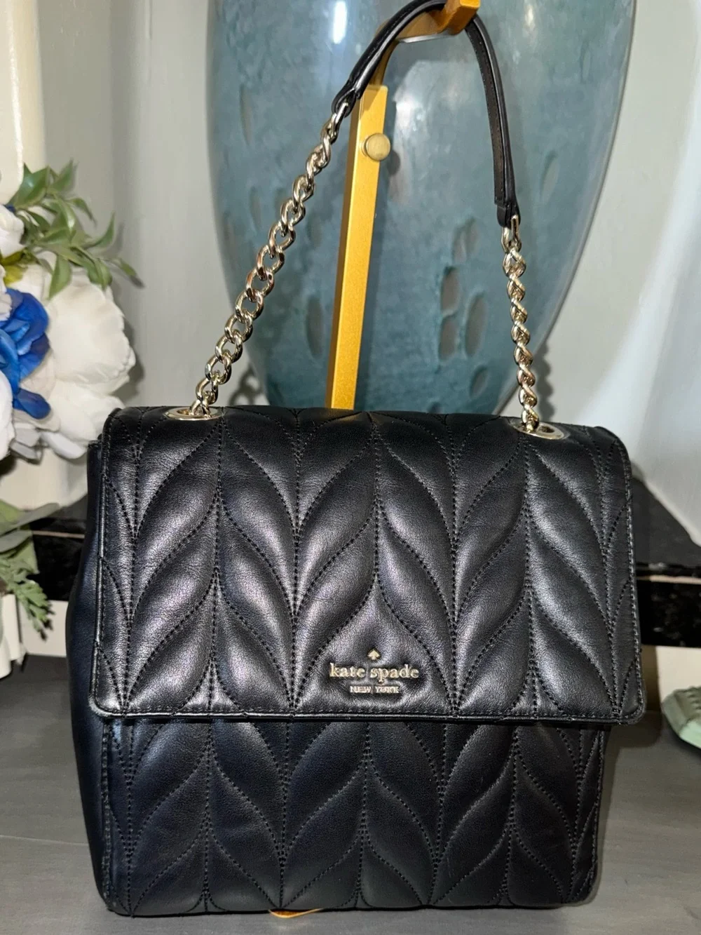 Kate Spade Black Quilted Leather Brayden Briar Lane Backpack/Crossbody Bag - EUC